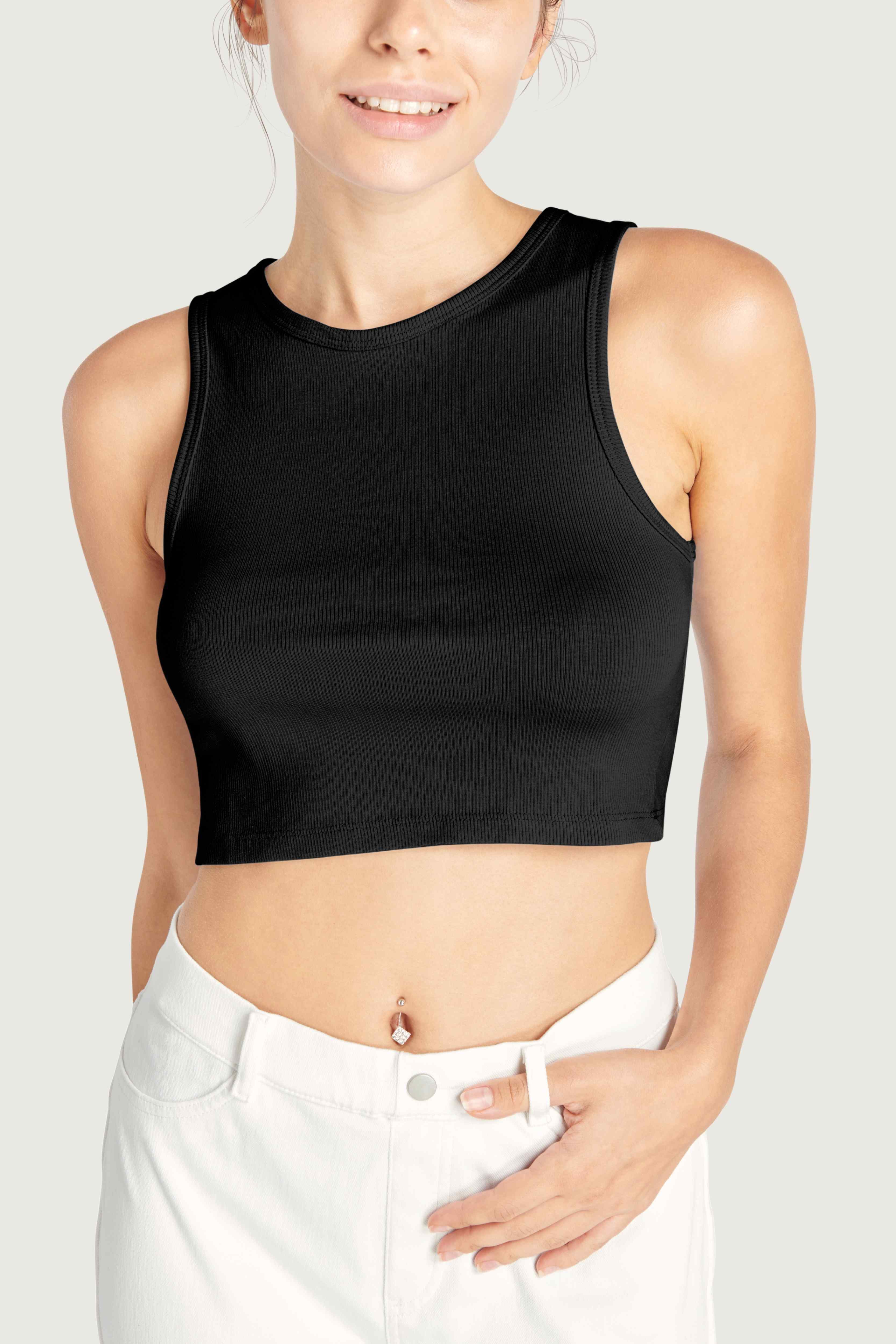Black Crop Tank Top