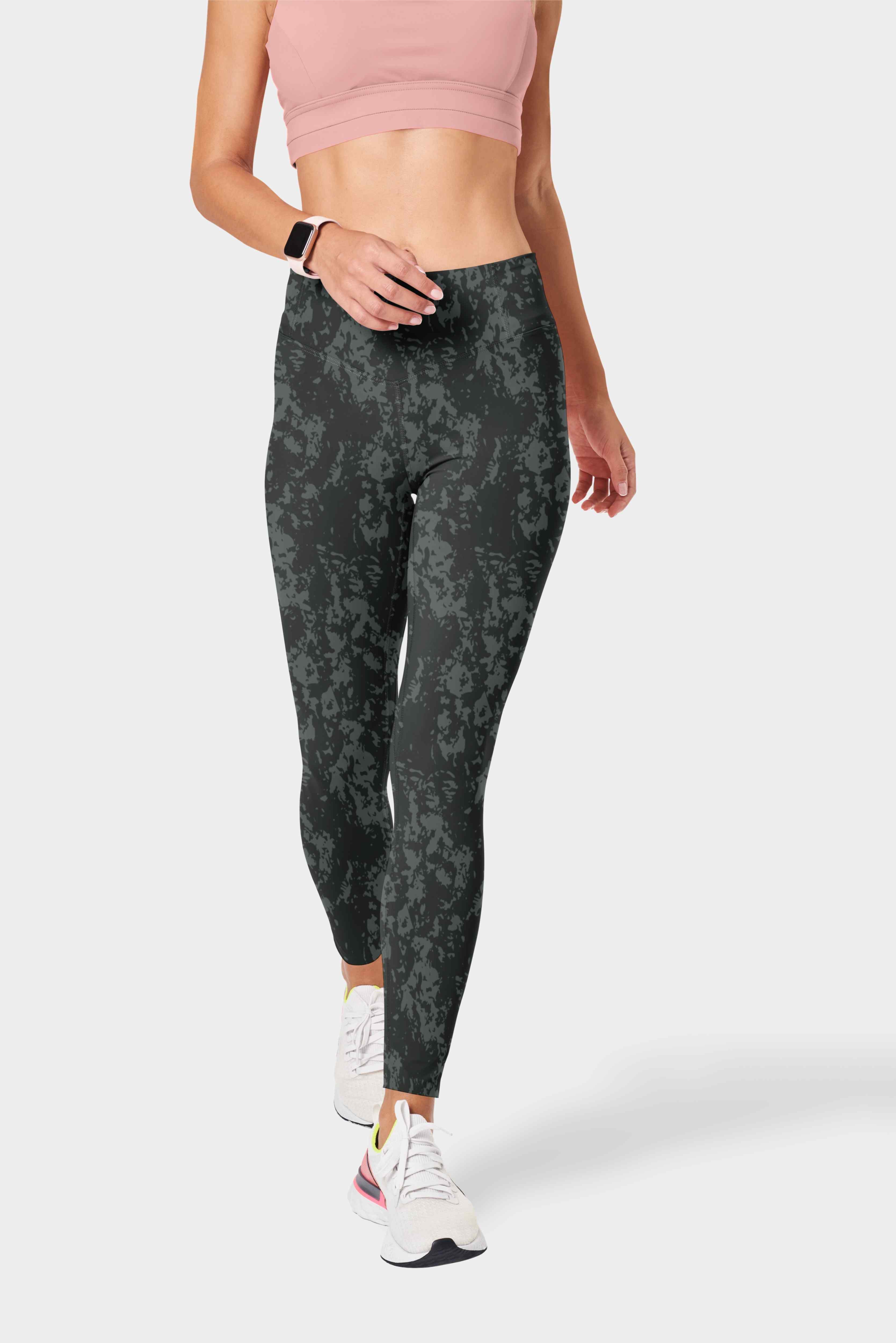 Kalonira InkPulse Seamless Ink-Blot Abstract-Pattern Squat-Proof Leggings