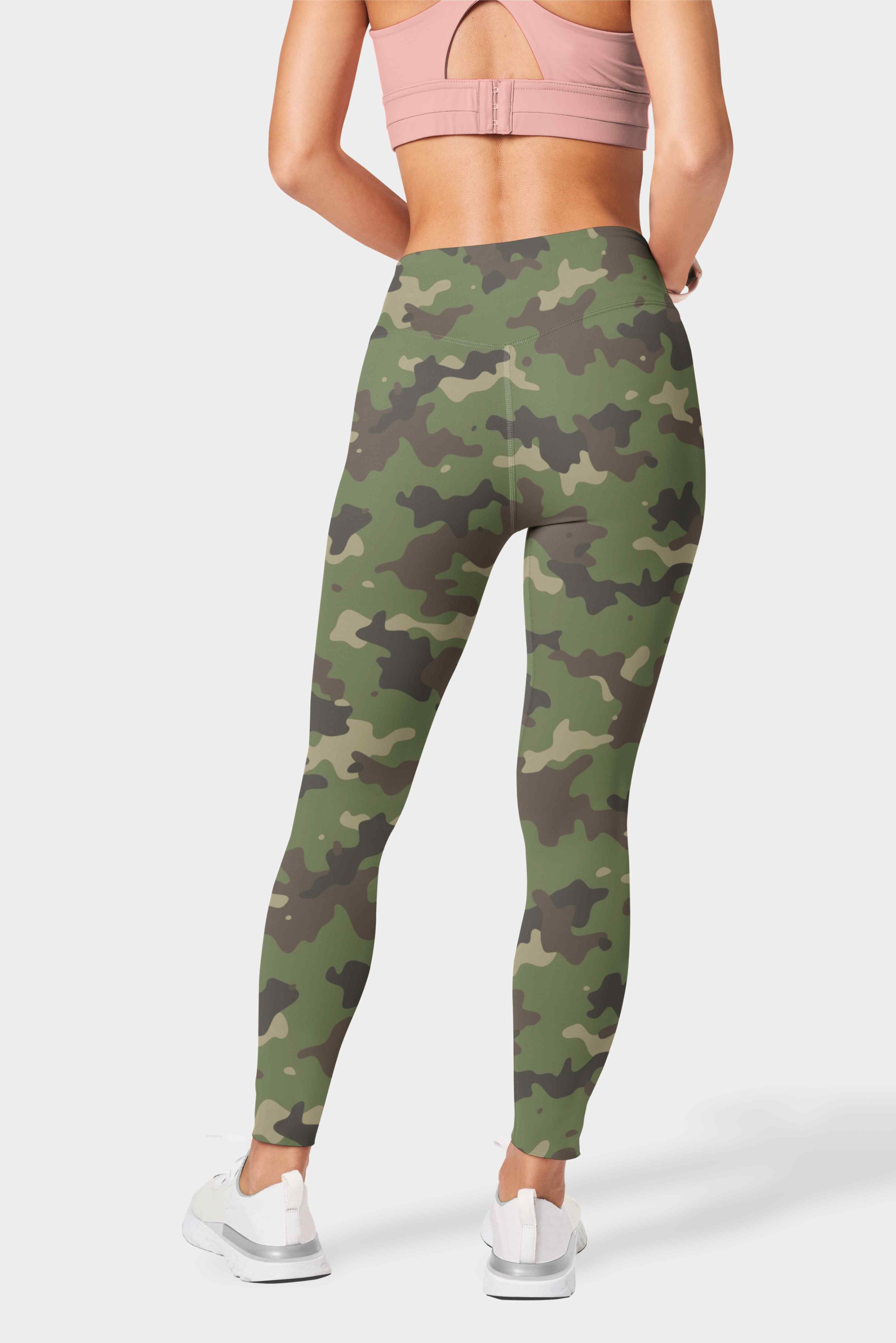 Kalonira UrbanCamo Camouflage Canvas-Mesh Seamless-Print Gym Leggings